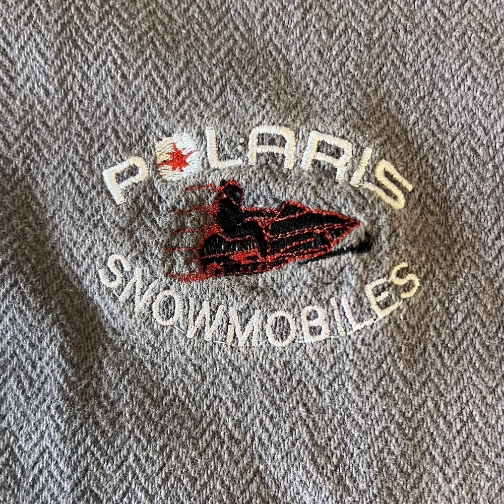 Vintage Polaris Snowmobiles Sweatshirt USA Made Herringbone Mens XL Light Purple - Picture 5 of 6
